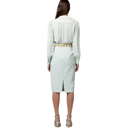 Elisabetta Franchi - Blouse with Chain Detail - Light Blue - Shirt - Made in Italy - Luxury Exclusive Collection - Avvenice