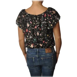 Elisabetta Franchi - Blouse Multicolor Pattern - Black - Shirt - Made in Italy - Luxury Exclusive Collection - Avvenice