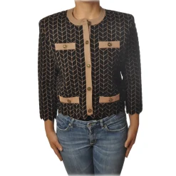 Elisabetta Franchi - Chanel Sweater - Black Brown - Sweater - Made in Italy - Luxury Exclusive Collection - Avvenice