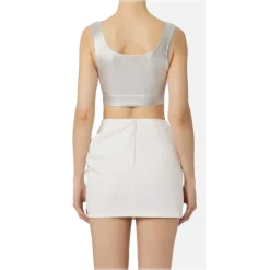 Elisabetta Franchi - Coated Crop Top - Silver - Top - Made in Italy - Luxury Exclusive Collection - Avvenice