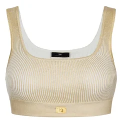 Elisabetta Franchi - Coated Crop Top - Gold - Top - Made in Italy - Luxury Exclusive Collection - Avvenice