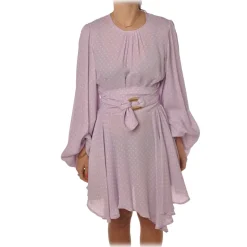 Elisabetta Franchi - Crewneck Dress in Polka Dot Fantasy - Dark Orange - Dress - Made in Italy - Luxury Exclusive Collection - Avvenice