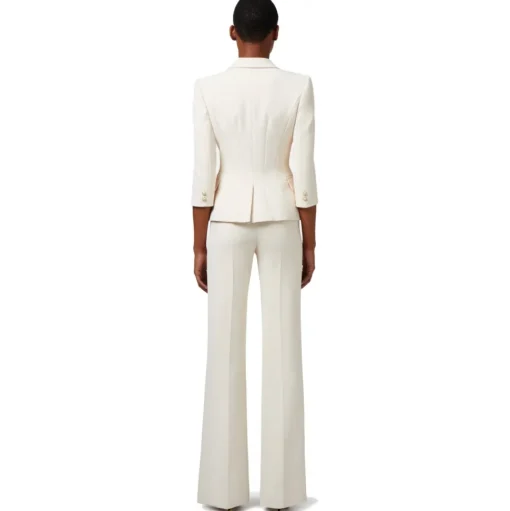 Elisabetta Franchi - Double-Breasted Screwed Jacket - Butter - Jacket - Made in Italy - Luxury Exclusive Collection - Avvenice