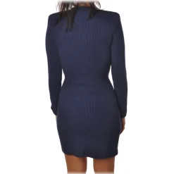 Elisabetta Franchi - Double-Breasted Dress with Jewel Buttons - Blue - Dress - Made in Italy - Luxury Exclusive Collection - Avvenice