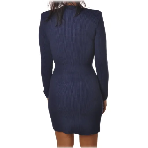 Elisabetta Franchi - Double-Breasted Dress with Jewel Buttons - Blue - Dress - Made in Italy - Luxury Exclusive Collection - Avvenice