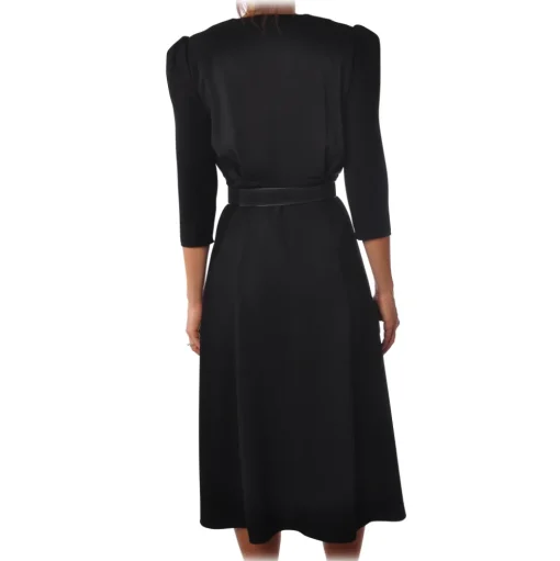 Elisabetta Franchi - Dress with Leather Belt - Black - Dress - Made in Italy - Luxury Exclusive Collection - Avvenice