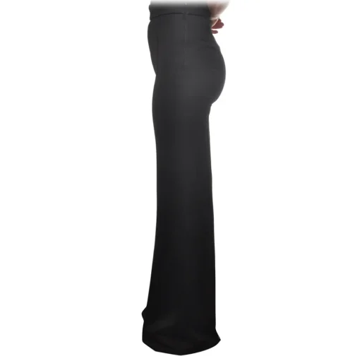Elisabetta Franchi - High Waisted Wide Leg Trousers - Black - Trousers - Made in Italy - Luxury Exclusive Collection - Avvenice