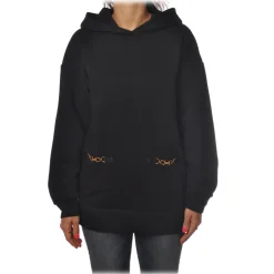 Elisabetta Franchi - Oversized Sweatshirt with Metal Buckles - Black - Sweatshirt - Made in Italy - Luxury Exclusive Collection - Avvenice