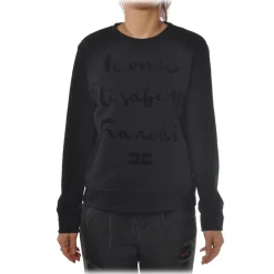 Elisabetta Franchi - Oversize Sweatshirt in Cotton - Black - Sweatshirt - Made in Italy - Luxury Exclusive Collection - Avvenice