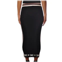 Elisabetta Franchi - Skirt with Profile in Contrasting Color - Black - Skirt - Made in Italy - Luxury Exclusive Collection - Avvenice
