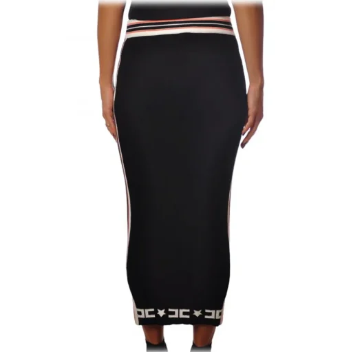 Elisabetta Franchi - Skirt with Profile in Contrasting Color - Black - Skirt - Made in Italy - Luxury Exclusive Collection - Avvenice
