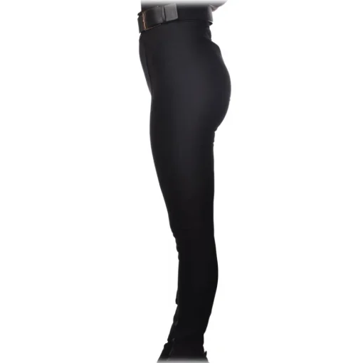 Elisabetta Franchi - Straight Leg Trousers with Belt - Black - Trousers - Made in Italy - Luxury Exclusive Collection - Avvenice