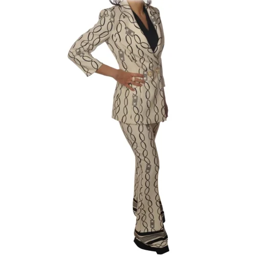 Elisabetta Franchi - Suit Jacket and Trousers - Cream Black - Dress - Made in Italy - Luxury Exclusive Collection - Avvenice