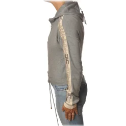 Elisabetta Franchi - Sweatshirt with Logo Profiled Bands - Grey - Sweatshirt - Made in Italy - Luxury Exclusive Collection - Avvenice