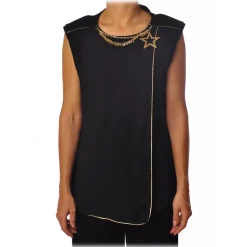Elisabetta Franchi - Top with Star Necklace Detail - Black - Top - Made in Italy - Luxury Exclusive Collection - Avvenice