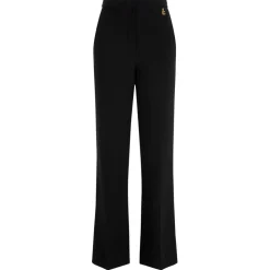 Elisabetta Franchi - Wide Leg Trousers with Strap - Black - Trousers - Made in Italy - Luxury Exclusive Collection - Avvenice