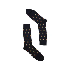 Fefè Napoli - Blue Ace Of Sticks Short Scaramantia Men's Socks - Socks - Handmade in Italy - Luxury Exclusive Collection - Avvenice