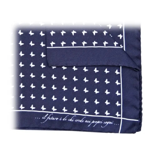 Fefè Napoli - Blue Butterfly Silk Dandy Pocket Square - Pocket-Square - Handmade in Italy - Luxury Exclusive Collection - Avvenice