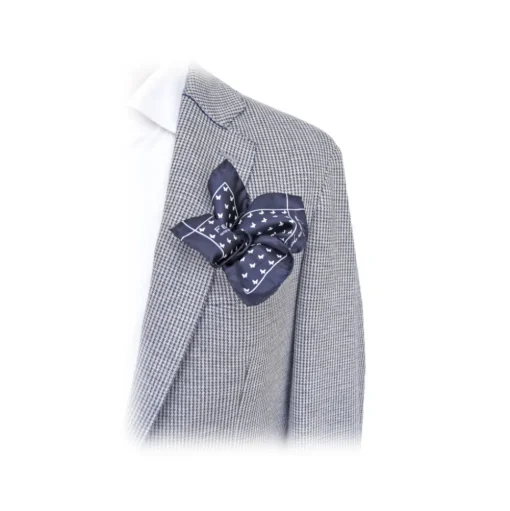 Fefè Napoli - Blue Butterfly Silk Dandy Pocket Square - Pocket-Square - Handmade in Italy - Luxury Exclusive Collection - Avvenice