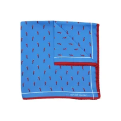 Fefè Napoli - Blue Denim Lucky Horns Silk Pocket Square - Pocket-Square - Handmade in Italy - Luxury Exclusive Collection - Avvenice