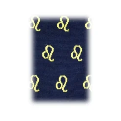 Fefè Napoli - Blue Leo Zodiac Men's Socks - Socks - Handmade in Italy - Luxury Exclusive Collection - Avvenice