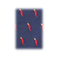 Fefè Napoli - Blue Lucky Horns Scaramantia Men's Socks - Socks - Handmade in Italy - Luxury Exclusive Collection - Avvenice