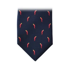 Fefè Napoli - Blue Lucky Horns Scaramantia Silk Tie - Ties - Handmade in Italy - Luxury Exclusive Collection - Avvenice