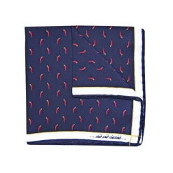 Fefè Napoli - Blue Lucky Horns Silk Scaramantia Pocket Square - Pocket-Square - Handmade in Italy - Luxury Exclusive Collection - Avvenice