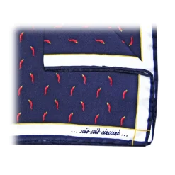 Fefè Napoli - Blue Lucky Horns Silk Scaramantia Pocket Square - Pocket-Square - Handmade in Italy - Luxury Exclusive Collection - Avvenice