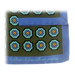 Fefè Napoli - Green Flowers Silk Gentleman Pocket Square - Pocket-Square - Handmade in Italy - Luxury Exclusive Collection - Avvenice