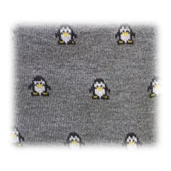 Fefè Napoli - Grey Penguin Short Dandy Men's Socks - Socks - Handmade in Italy - Luxury Exclusive Collection - Avvenice