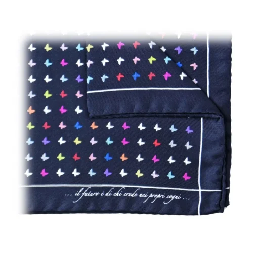 Fefè Napoli - Multicolor Butterfly Silk Dandy Pocket Square - Pocket-Square - Handmade in Italy - Luxury Exclusive Collection - Avvenice