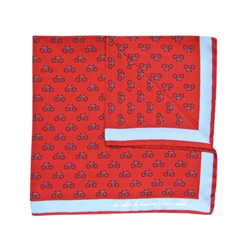 Fefè Napoli - Orange Cycles Silk Dandy Pocket Square - Pocket-Square - Handmade in Italy - Luxury Exclusive Collection - Avvenice
