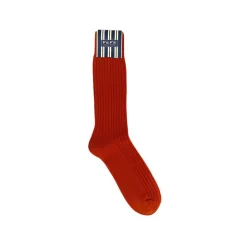 Fefè Napoli - Orange England Men's Short Socks - Socks - Handmade in Italy - Luxury Exclusive Collection - Avvenice