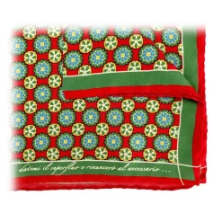 Fefè Napoli - Red Floreal Silk Gentleman Pocket Square - Pocket-Square - Handmade in Italy - Luxury Exclusive Collection - Avvenice