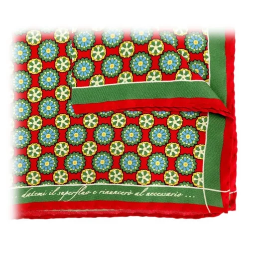 Fefè Napoli - Red Floreal Silk Gentleman Pocket Square - Pocket-Square - Handmade in Italy - Luxury Exclusive Collection - Avvenice