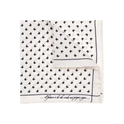Fefè Napoli - White Butterfly Silk Dandy Pocket Square - Pocket-Square - Handmade in Italy - Luxury Exclusive Collection - Avvenice