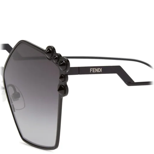 Fendi - Can Eye - Black Pentagonal Oversize Sunglasses - Sunglasses - Fendi Eyewear - Avvenice
