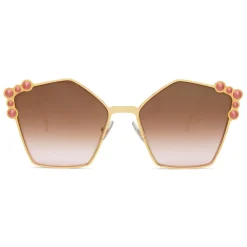 Fendi - Can Eye - Rose Gold Pentagonal Oversize Sunglasses - Sunglasses - Fendi Eyewear - Avvenice
