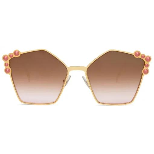 Fendi - Can Eye - Rose Gold Pentagonal Oversize Sunglasses - Sunglasses - Fendi Eyewear - Avvenice