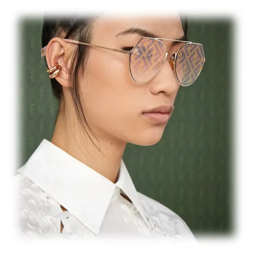Fendi - Eyeline - Aviator Sunglasses - Gold Pink - Sunglasses - Fendi Eyewear - Avvenice
