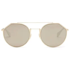 Fendi - Eyeline - White and Gold Round Sunglasses - Sunglasses - Fendi Eyewear - Avvenice