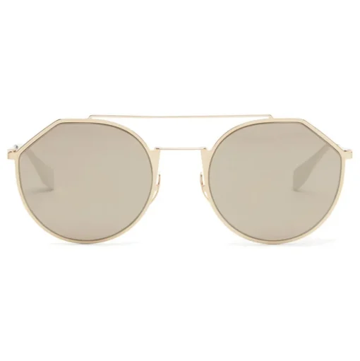 Fendi - Eyeline - White and Gold Round Sunglasses - Sunglasses - Fendi Eyewear - Avvenice