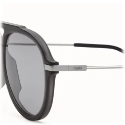 Fendi - Fantastic - Satin Black Aviator Oversize Sunglasses - Sunglasses - Fendi Eyewear - Avvenice