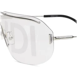 Fendi - Fendi Code - Shield Sunglasses - Silver - Sunglasses - Fendi Eyewear - Avvenice
