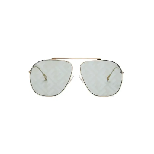 Fendi - FF Family - Oversize Pilot Sunglasses - Gold Green - Sunglasses - Fendi Eyewear - Avvenice