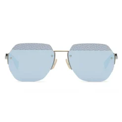 Fendi - FF- Rectangular Minimal Sunglasses - Ruthenium - Sunglasses - Fendi Eyewear - Avvenice