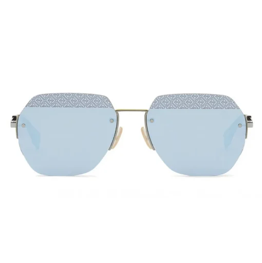 Fendi - FF- Rectangular Minimal Sunglasses - Ruthenium - Sunglasses - Fendi Eyewear - Avvenice
