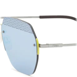 Fendi - FF- Rectangular Minimal Sunglasses - Ruthenium - Sunglasses - Fendi Eyewear - Avvenice
