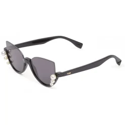 Fendi - Ribbons and Pearls - Black Cat Eye Oversize Sunglasses - Sunglasses - Fendi Eyewear - Avvenice